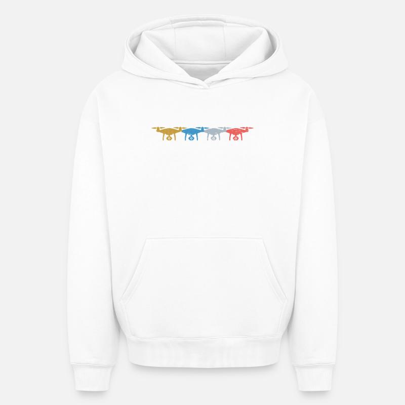 Heartbeat Drone Drones - Sweat à capuche unisexe oversize épais SPREAD - blanc