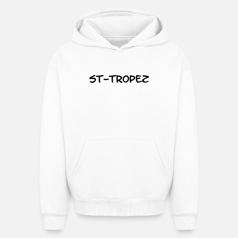 Saint-Tropez ! - Sweat à capuche unisexe oversize épais SPREAD - blanc