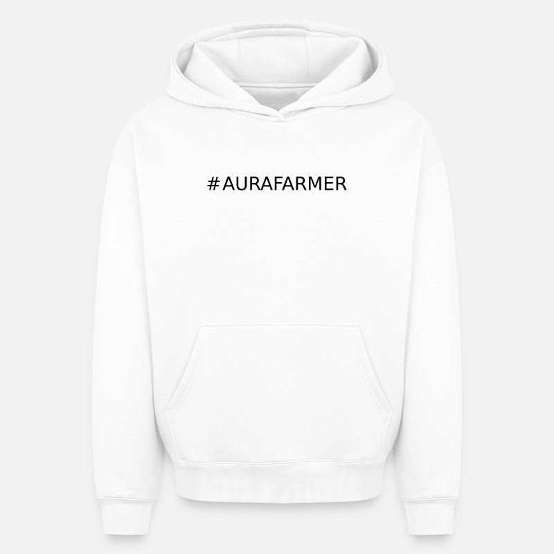 #AURAFARMER - Sweat à capuche unisexe oversize épais SPREAD - blanc