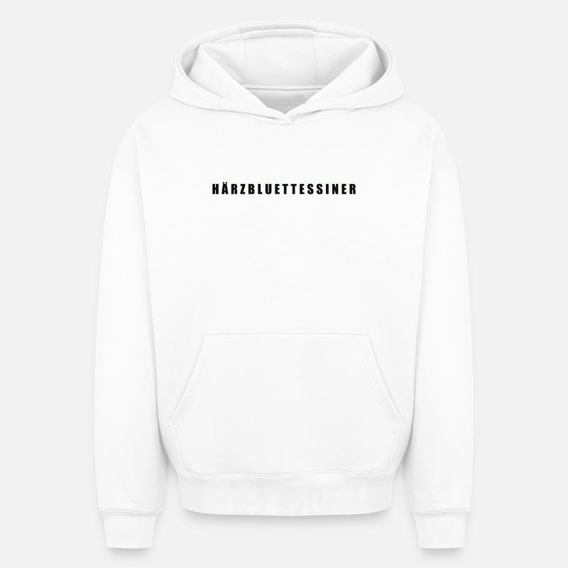 Härzbluettessiner Canton du Tessin - Sweat à capuche unisexe oversize épais SPREAD - blanc