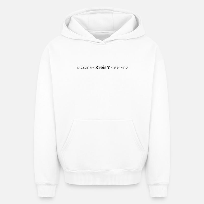 Coordonnées District 7 Zurich - Sweat à capuche unisexe oversize épais SPREAD - blanc