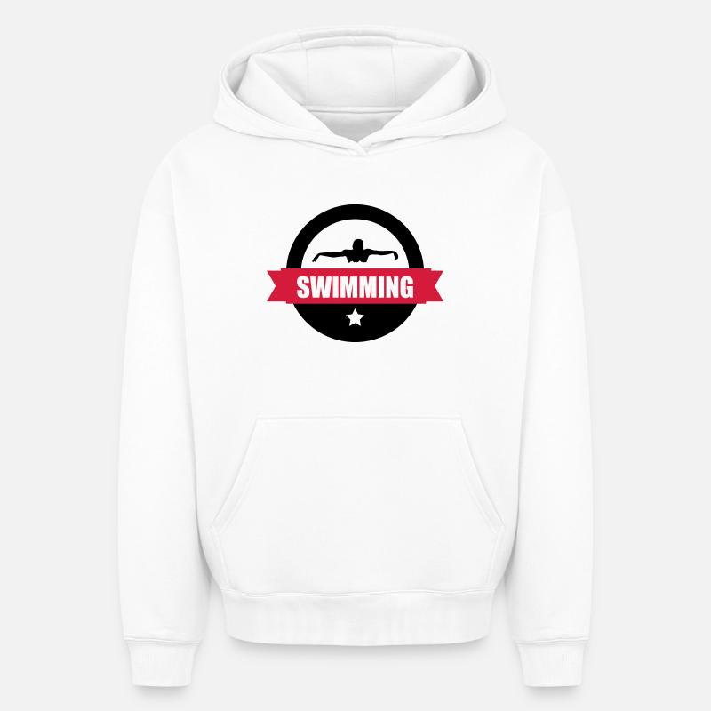 Swimming - Sweat à capuche unisexe oversize épais SPREAD - blanc
