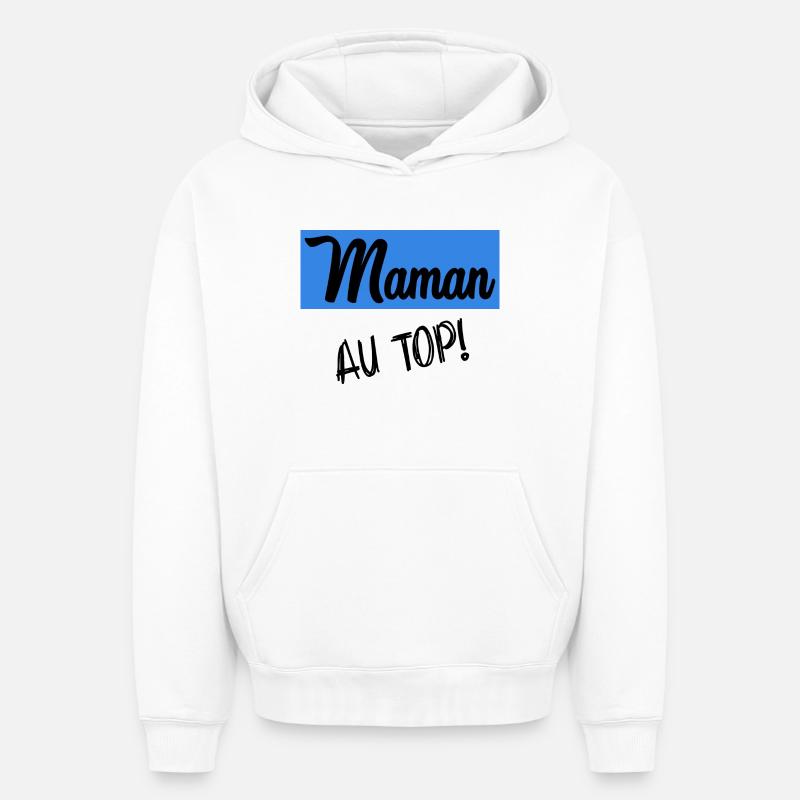 FÊTE DES MÈRES. MAMAN - Sweat à capuche unisexe oversize épais SPREAD - blanc