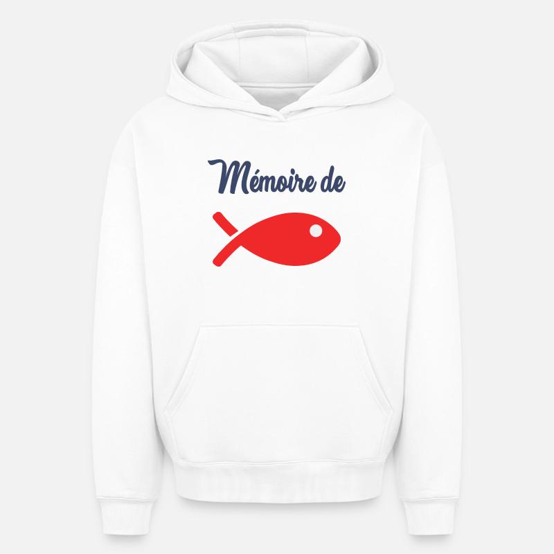 MEMOIRE POISSON ROUGE - Sweat à capuche unisexe oversize épais SPREAD - blanc