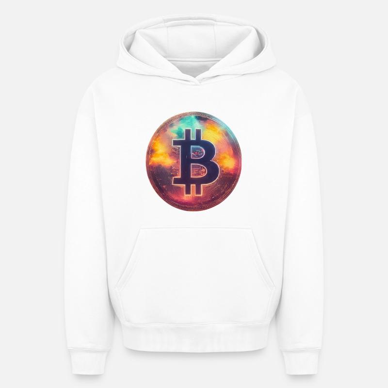Bitcoin spectaculaire - Sweat à capuche unisexe oversize épais SPREAD - blanc