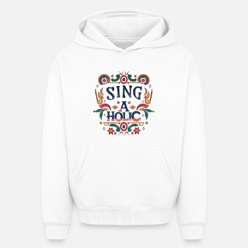 Accro de la chanson - Sweat à capuche unisexe oversize épais SPREAD - blanc