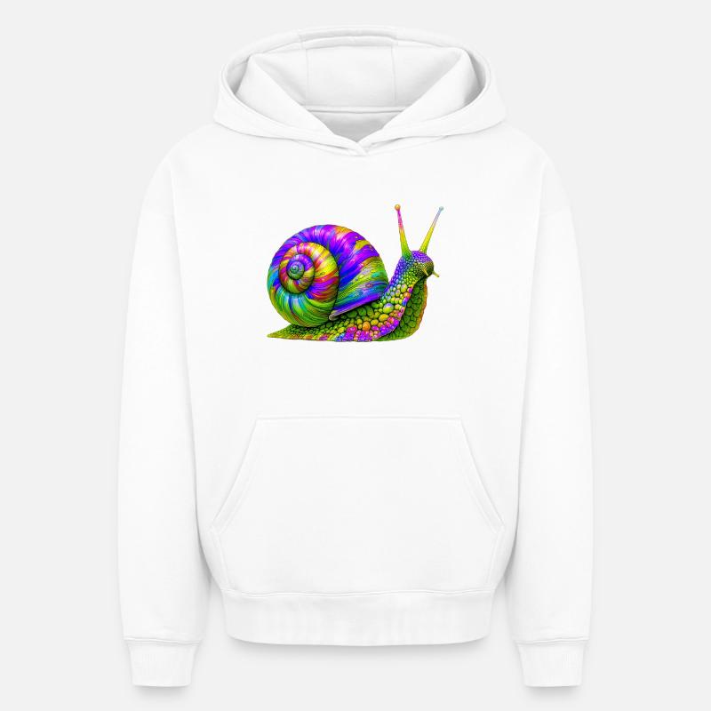 Escargot - Sweat à capuche unisexe oversize épais SPREAD - blanc