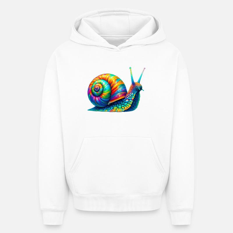 Escargot - Sweat à capuche unisexe oversize épais SPREAD - blanc