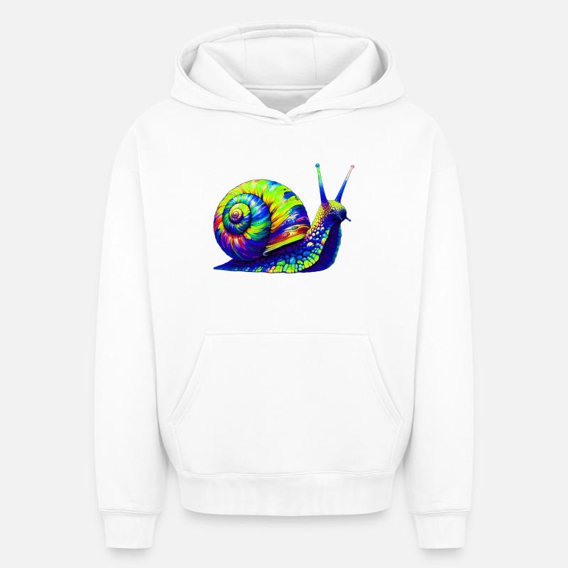 Escargot - Sweat à capuche unisexe oversize épais SPREAD - blanc