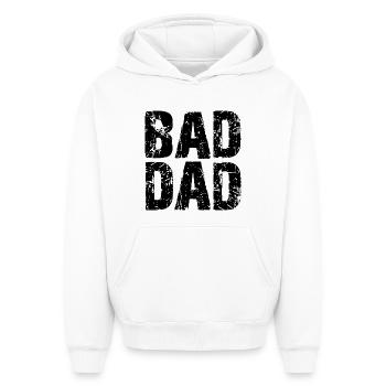 Mauvais papa Cadeau de fête des pères Papa - Sweat à capuche unisexe oversize épais SPREAD - blanc - Devant - AI Model Female 172 dark (172cm) & AI Model Male 185 light (185cm)