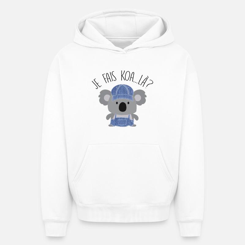 Koala Style Denim Casual - Sweat à capuche unisexe oversize épais SPREAD - blanc
