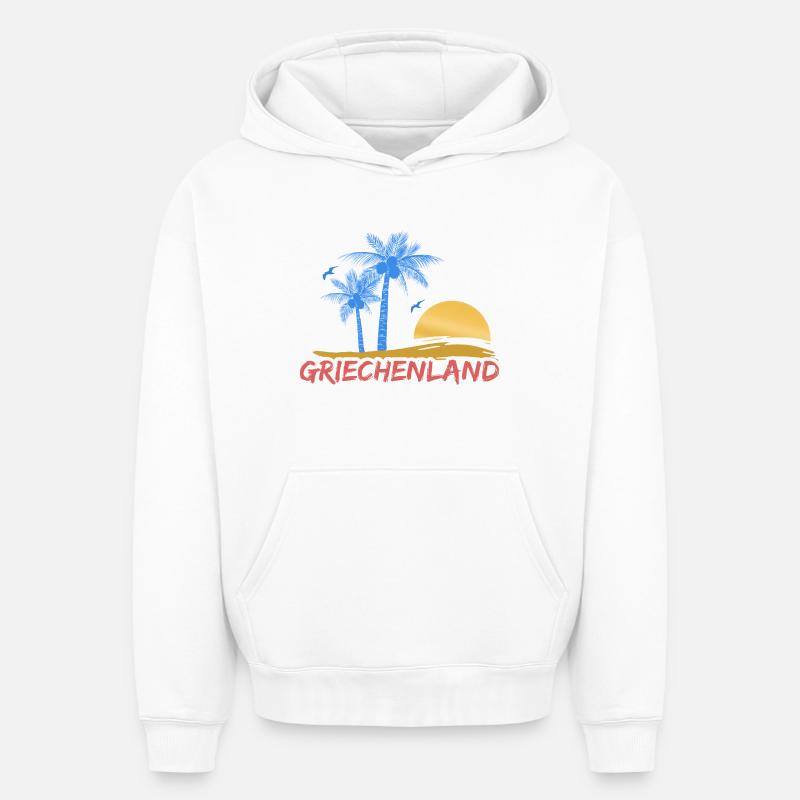 Grèce - Sweat à capuche unisexe oversize épais SPREAD - blanc