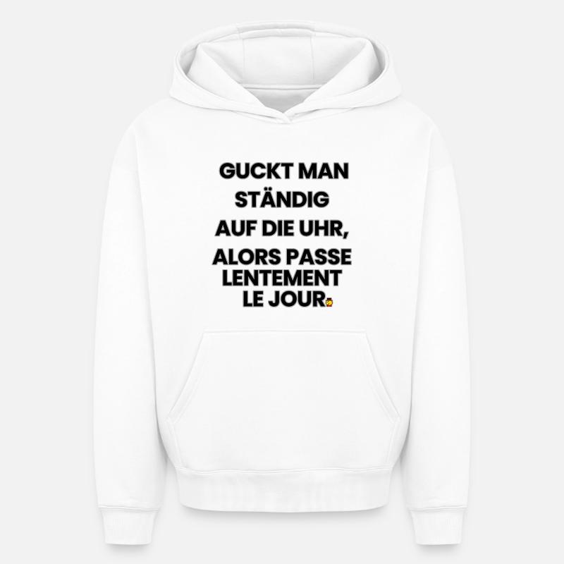 Comptine germano-française 2 (Ver. B) - Sweat à capuche unisexe oversize épais SPREAD - blanc