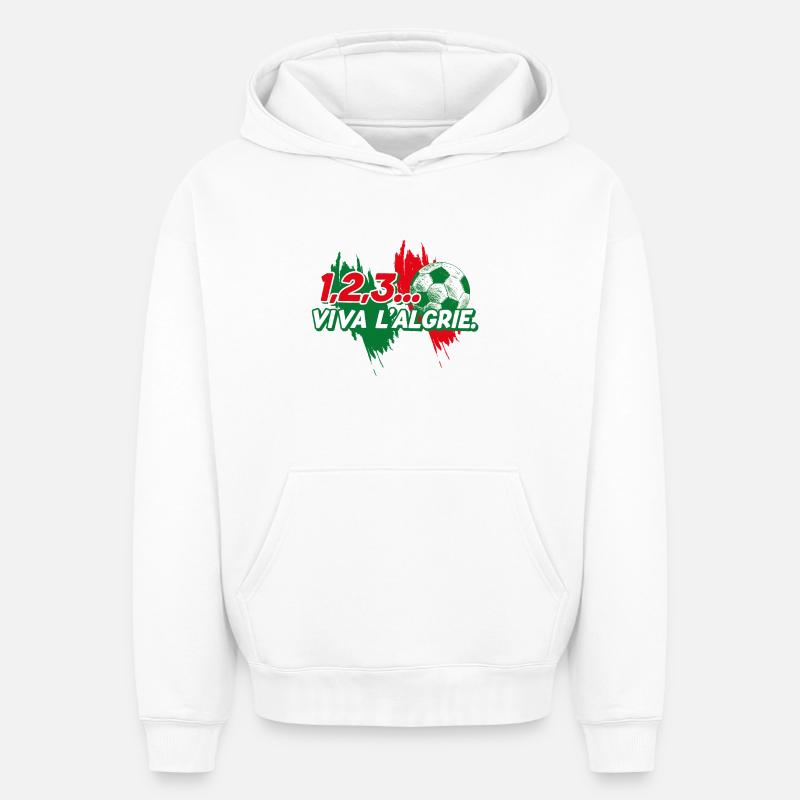 123 viva l'Algérie - Sweat à capuche unisexe oversize épais SPREAD - blanc