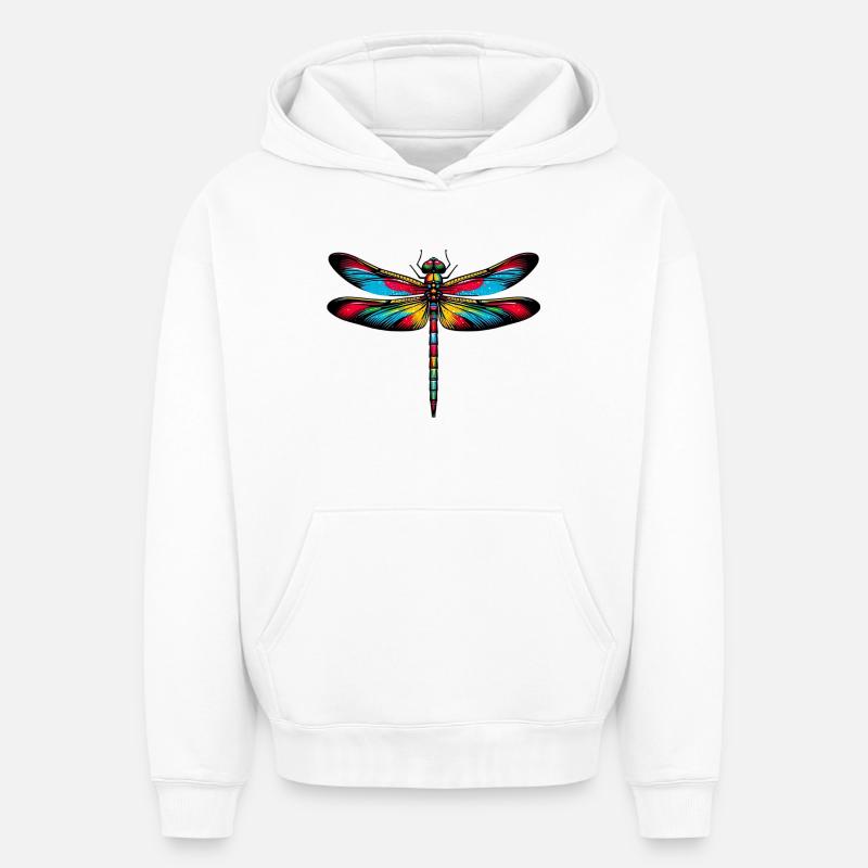 Libellule - Sweat à capuche unisexe oversize épais SPREAD - blanc