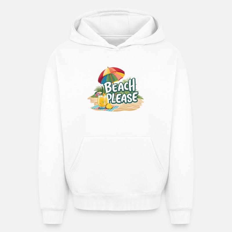 Plage s’il vous plaît - Sweat à capuche unisexe oversize épais SPREAD - blanc
