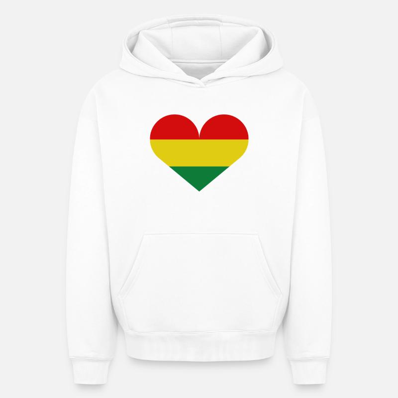 Drapeau du cœur bolivien - Sweat à capuche unisexe oversize épais SPREAD - blanc