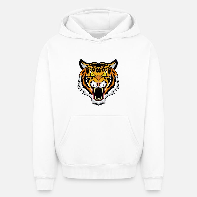 Tigre du Bengale - Sweat à capuche unisexe oversize épais SPREAD - blanc