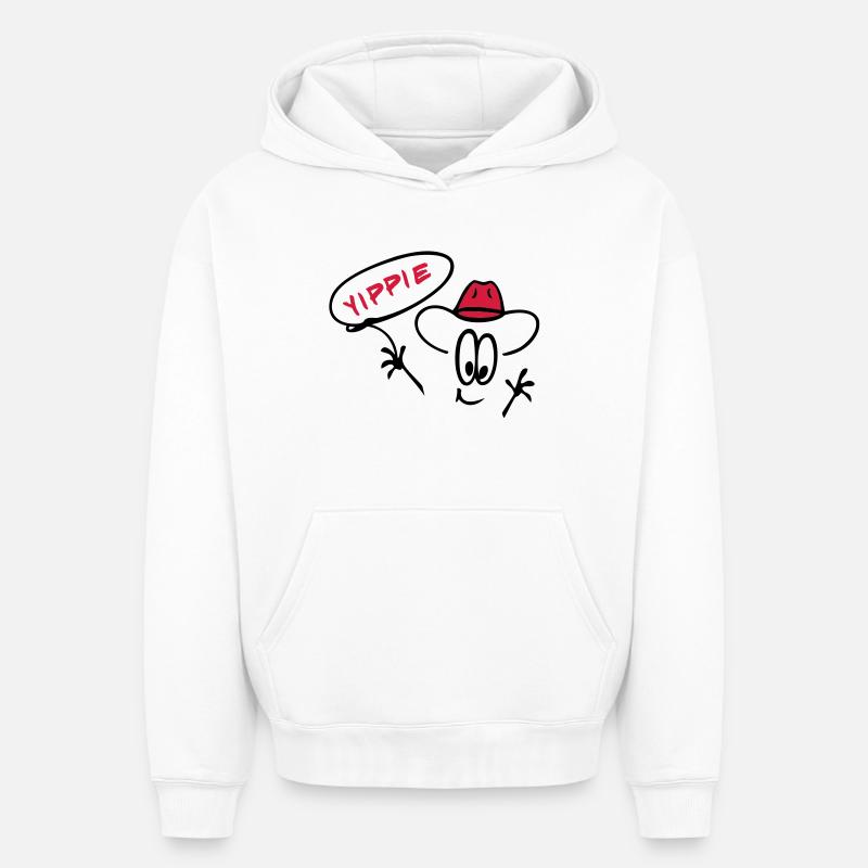 Cowboy - Sweat à capuche unisexe oversize épais SPREAD - blanc