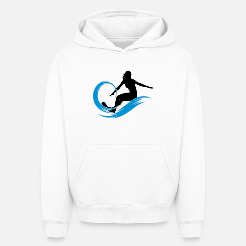 surfeuse - Sweat à capuche unisexe oversize épais SPREAD - blanc