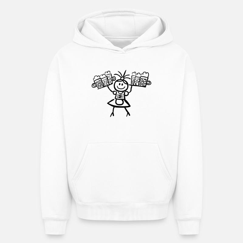 Kellnerin im Dirndl mit Biertablett - Oversized Heavyweight Unisex Hoodie - Weiß