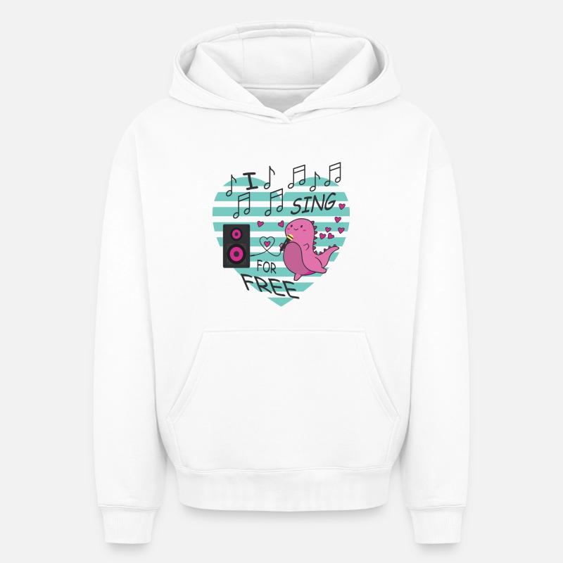 Je chante gratuitement - Sweat à capuche unisexe oversize épais SPREAD - blanc