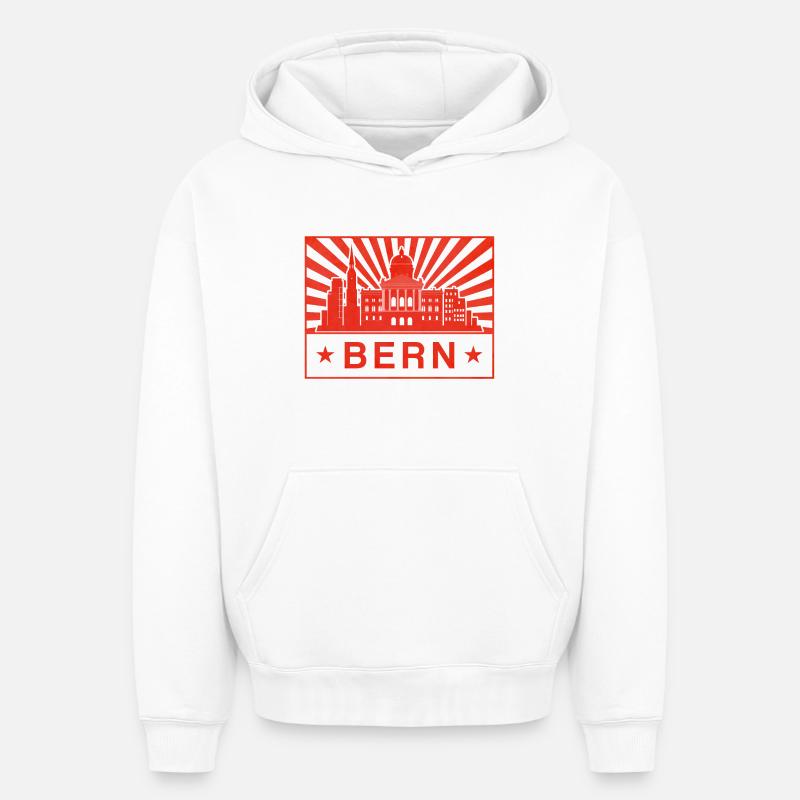 Bern - Sweat à capuche unisexe oversize épais SPREAD - blanc