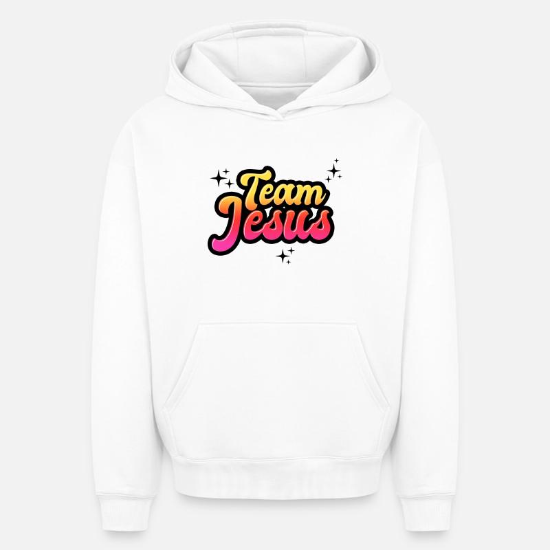 Equipe Jesus - Sweat à capuche unisexe oversize épais SPREAD - blanc