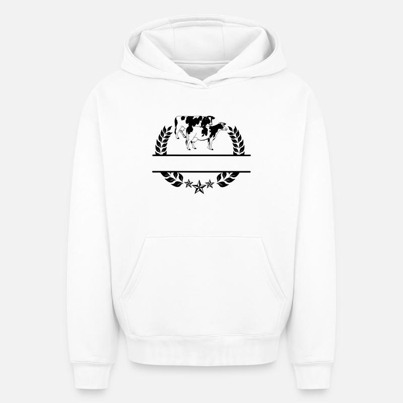 Cows monogram - Oversized Heavyweight Unisex Hoodie - white