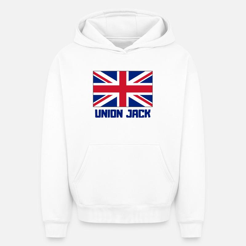 union jack, Angleterre, Londres - Sweat à capuche unisexe oversize épais SPREAD - blanc