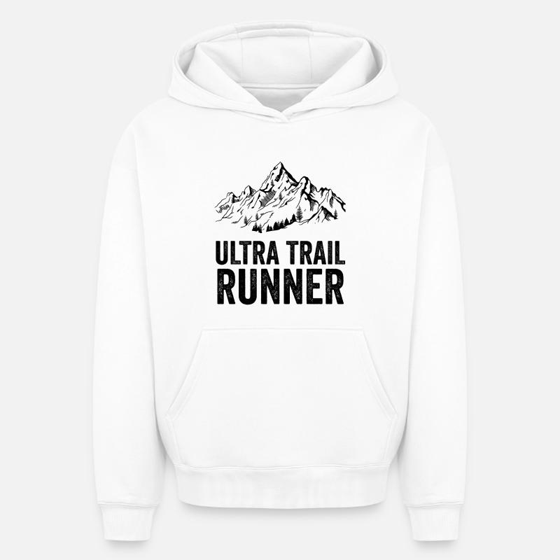 Coureur d’ultra trail - Sweat à capuche unisexe oversize épais SPREAD - blanc