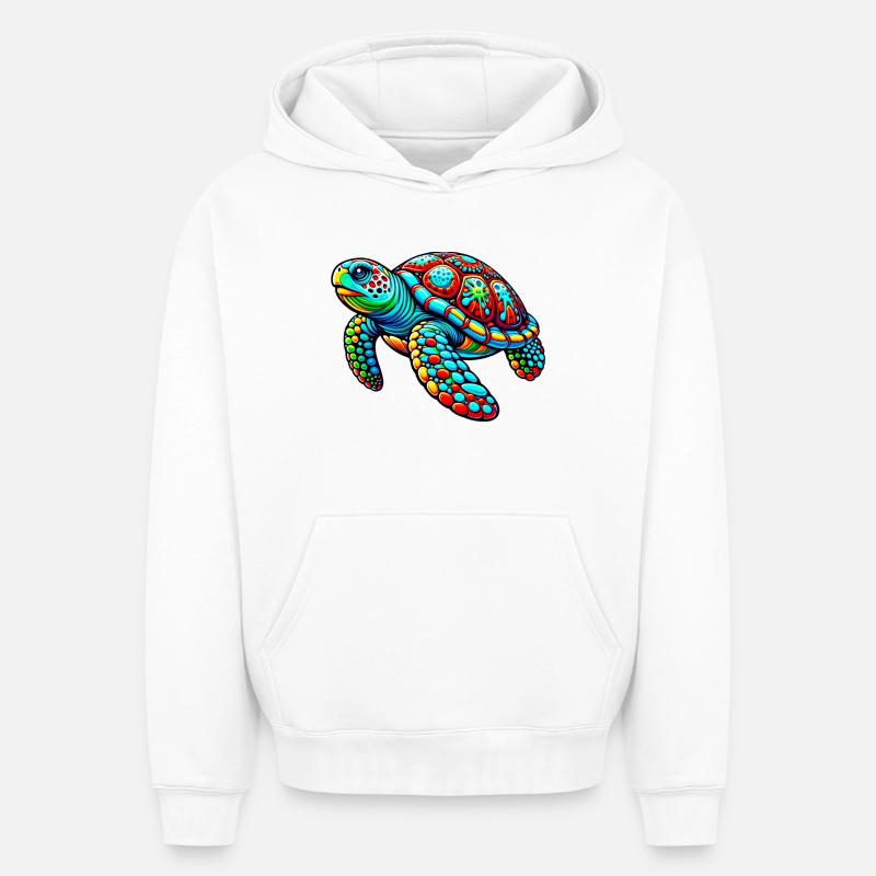 Tortue - Sweat à capuche unisexe oversize épais SPREAD - blanc