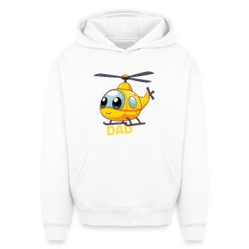 Papa hélicoptère - Sweat à capuche unisexe oversize épais SPREAD - blanc - Devant - AI Model Female 172 dark (172cm) & AI Model Male 185 light (185cm)