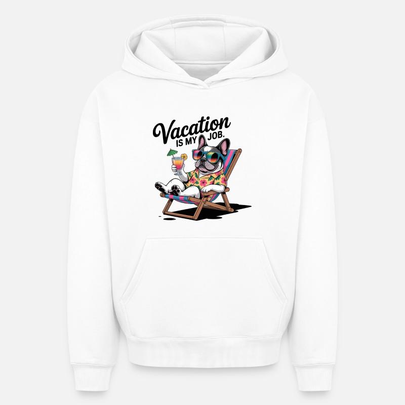 Bouledogue de vacances - Sweat à capuche unisexe oversize épais SPREAD - blanc