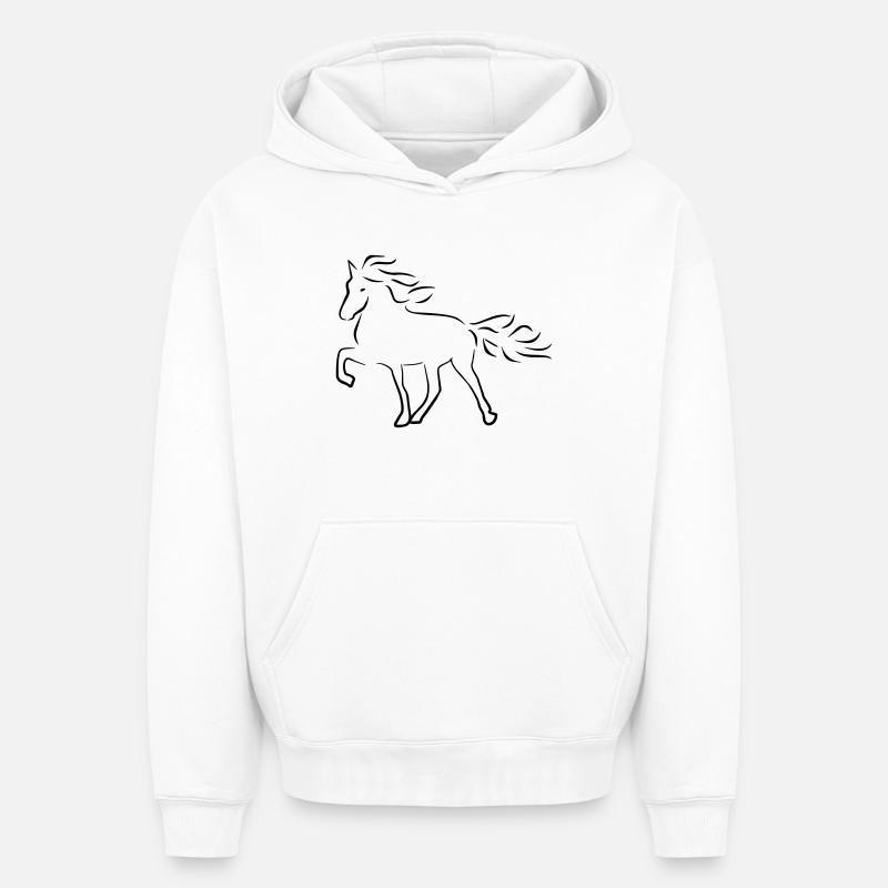 Cheval d’Islande - Sweat à capuche unisexe oversize épais SPREAD - blanc