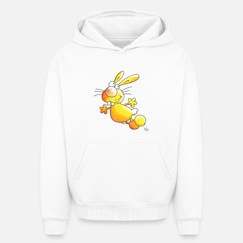 Crazy Rabbit - Lapin - Sweat à capuche unisexe oversize épais SPREAD - blanc