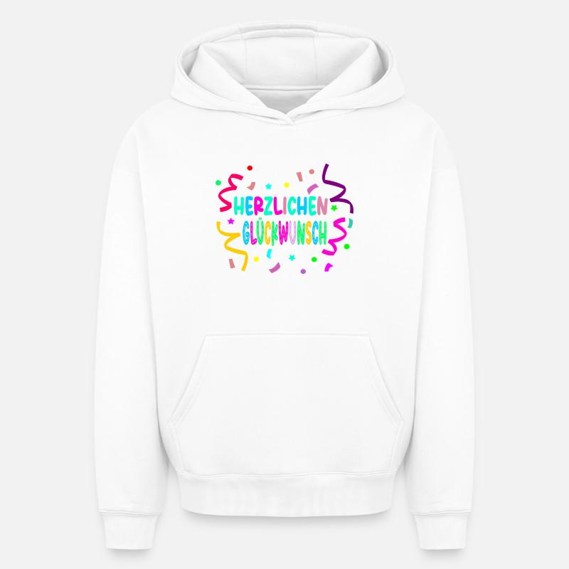 Félicitations - Confetti - Sweat à capuche unisexe oversize épais SPREAD - blanc