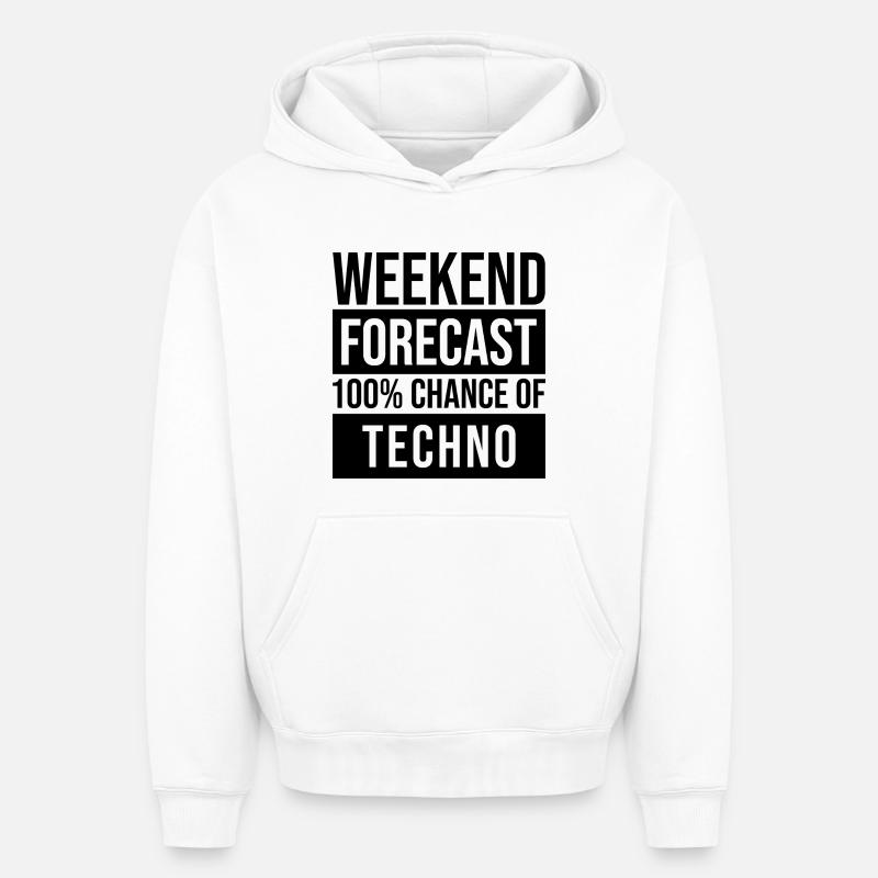 techno - Sweat à capuche unisexe oversize épais SPREAD - blanc