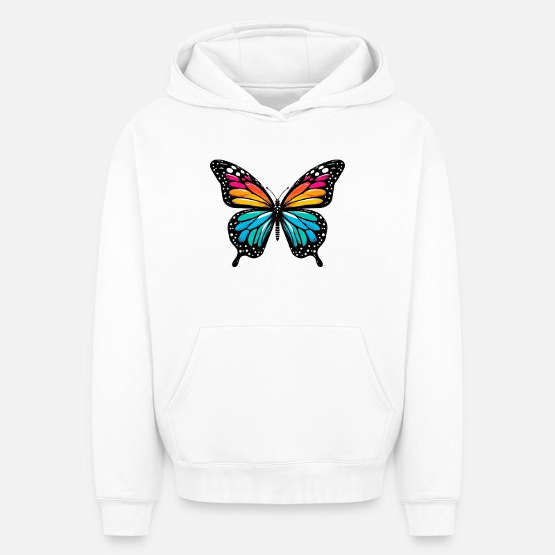 Papillon - Sweat à capuche unisexe oversize épais SPREAD - blanc