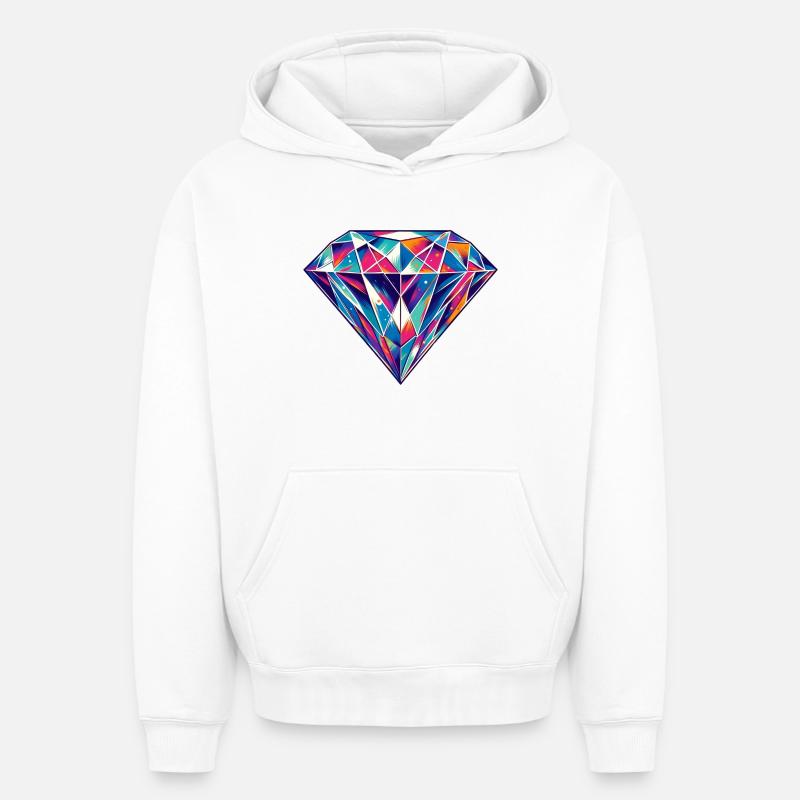Diamant - Sweat à capuche unisexe oversize épais SPREAD - blanc
