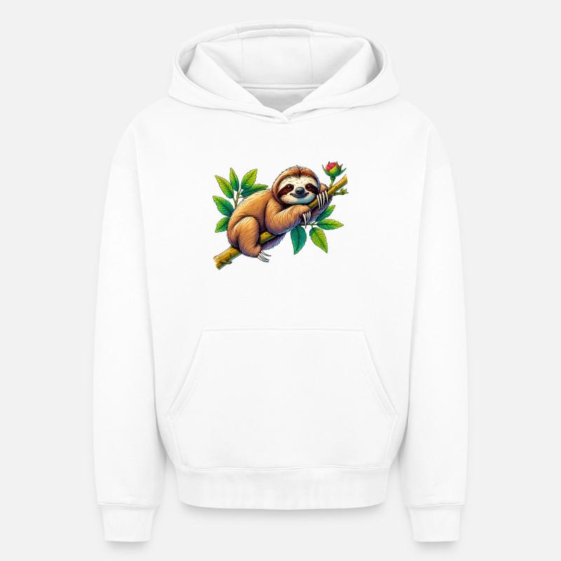 Paresse - Sweat à capuche unisexe oversize épais SPREAD - blanc