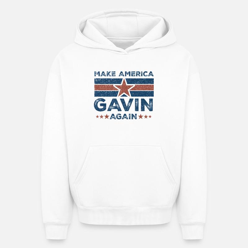 Gavin Make America - Sweat à capuche unisexe oversize épais SPREAD - blanc