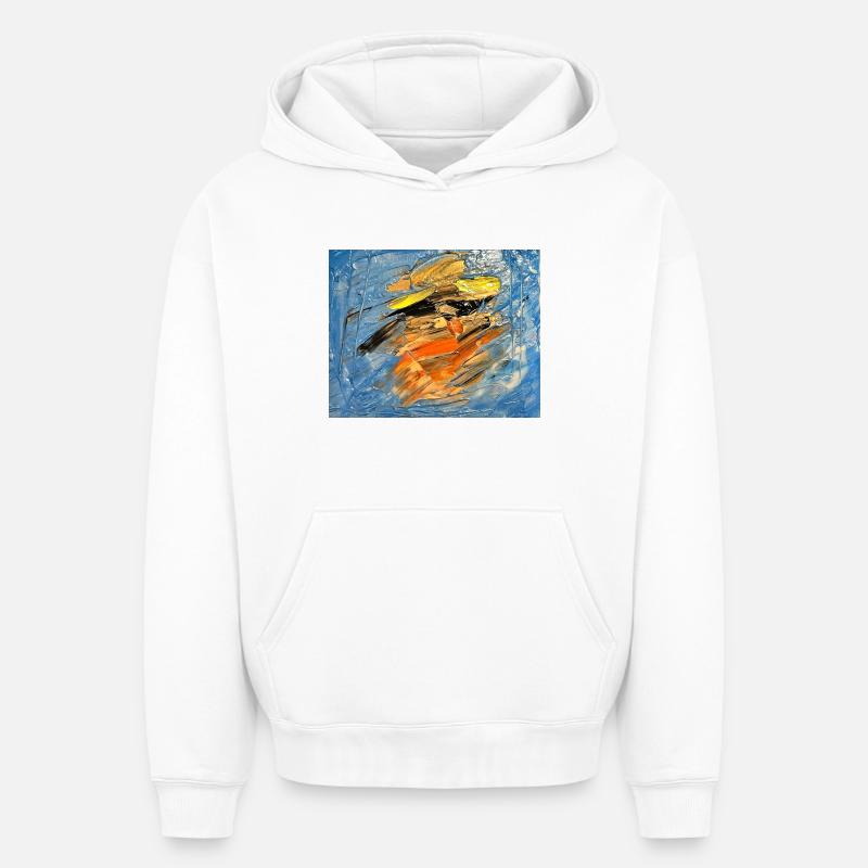 Tourbillon bleu orange - Sweat à capuche unisexe oversize épais SPREAD - blanc