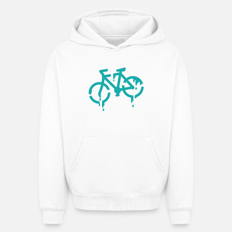 pochoir vélo - Sweat à capuche unisexe oversize épais SPREAD - blanc