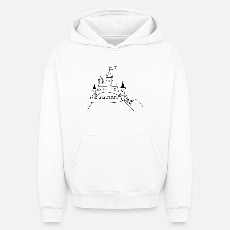 Château - Sweat à capuche unisexe oversize épais SPREAD - blanc