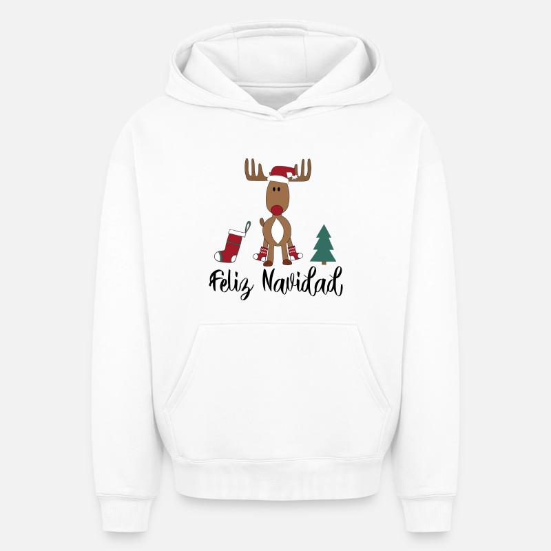 Espagnol de Noël - Sweat à capuche unisexe oversize épais SPREAD - blanc