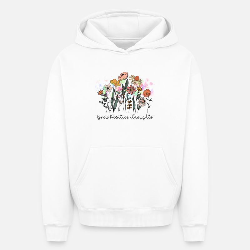 Développer des pensées positives - Sweat à capuche unisexe oversize épais SPREAD - blanc