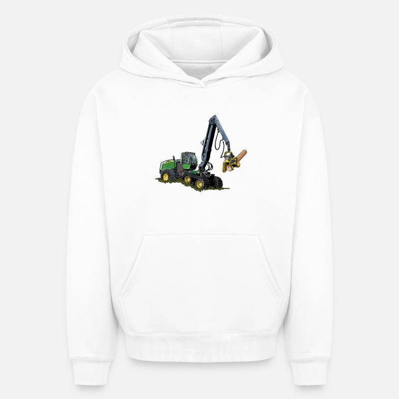 Moissonneuse-batteuse, Moissonneuse-batteuse - Sweat à capuche unisexe oversize épais SPREAD - blanc