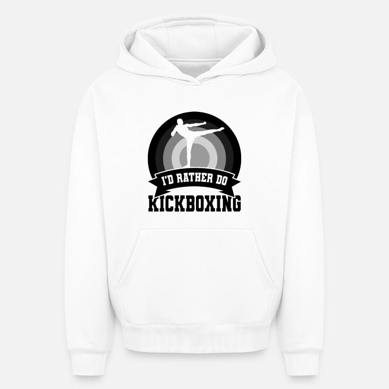 Drôle de kickboxeur - Sweat à capuche unisexe oversize épais SPREAD - blanc
