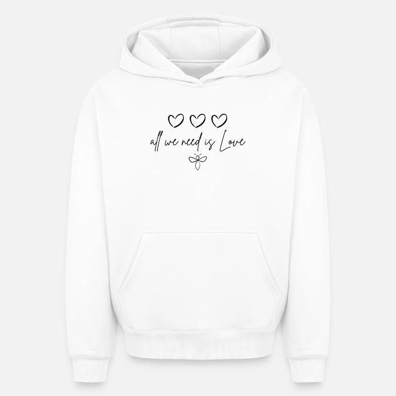 amour - Sweat à capuche unisexe oversize épais SPREAD - blanc